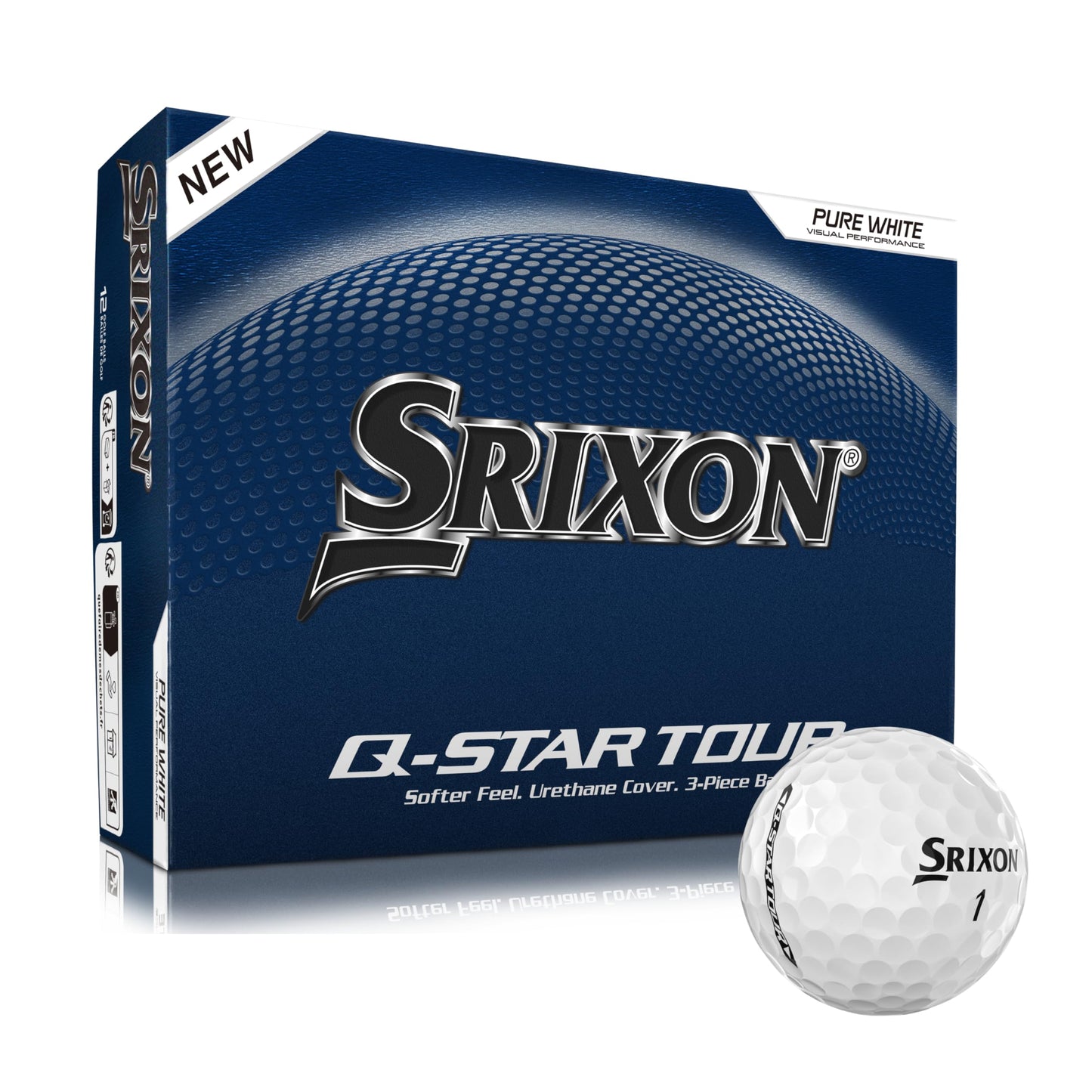 Golfa bumba Srixon Q-Star Tour ar īpaši plānu augstākās klases uretāna virsmu, Spin Skin+ jaunās paaudzes tehnoloģiju, maigu sitiena sajūtu un FastLayer Core tehnoloģiju, 12 gab.