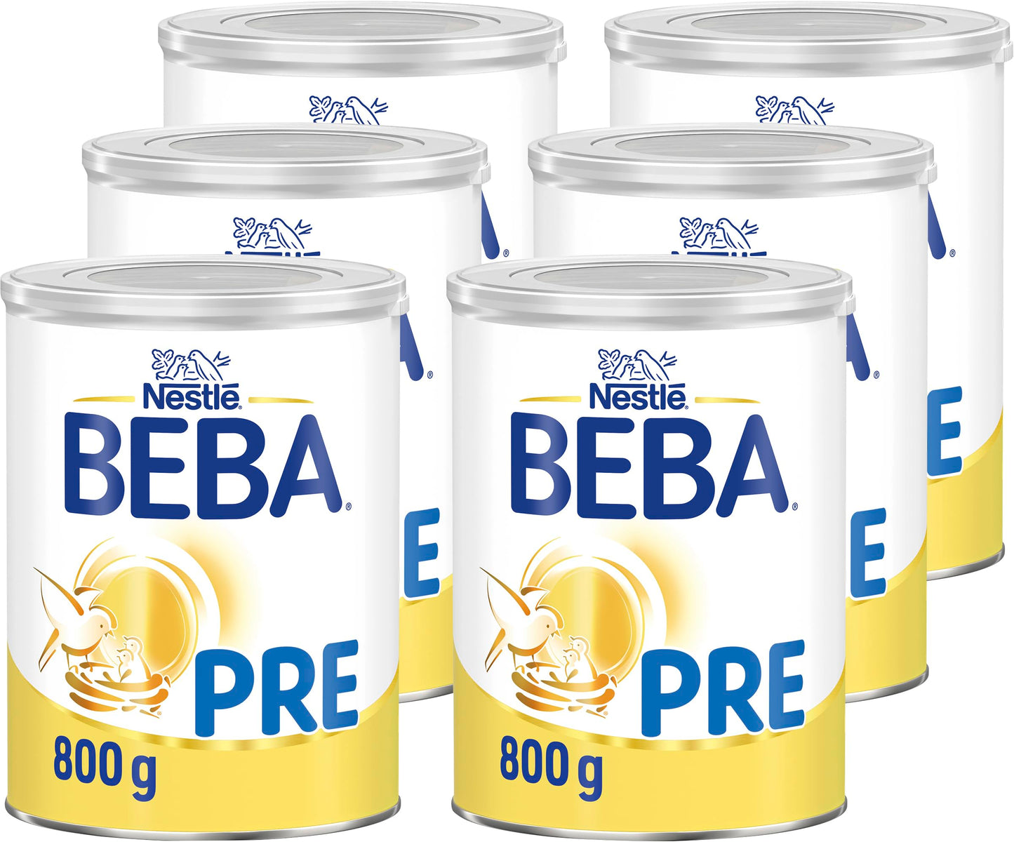 BEBA PRE sākuma maisījums no dzimšanas, zīdaiņu piena pulveris, 6 iepakojumi (6 x 800 g)