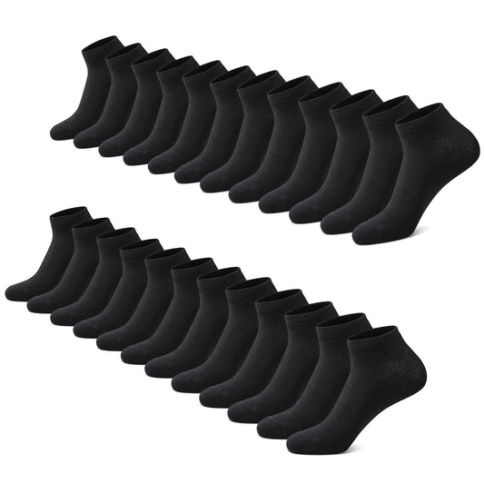 Sporta zeķes FALARY Sneaker Socken Herren Damen, 12 pāri, īsās puszeķes, kokvilna, melnas, 43-46