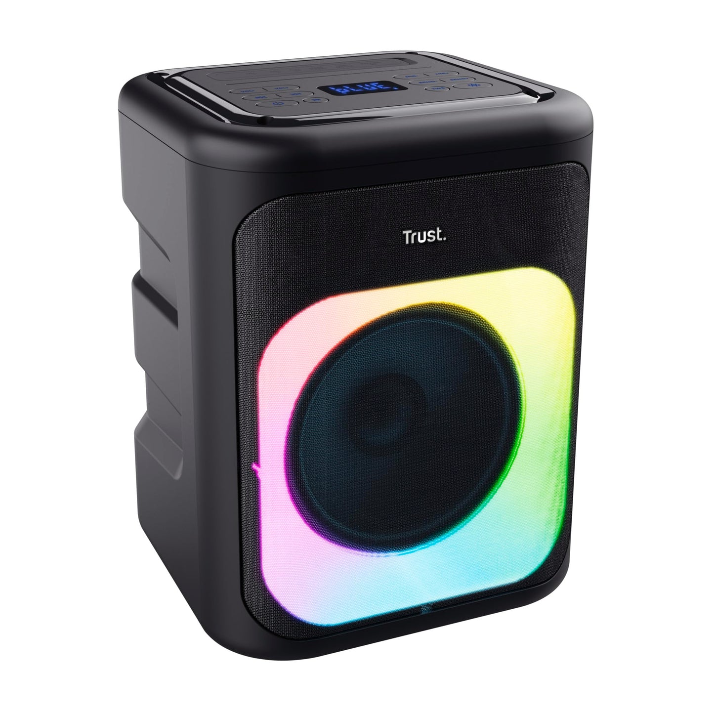 Uzticības Azura partijas skaļrunis, portatīvais Bluetooth skaļrunis 100W, LED RGB mūzikas kaste, ūdensizturīgs IPX4, uzlādējama akumulators 11 stundas, 2 mikrofonu ieejas karaoke - melns