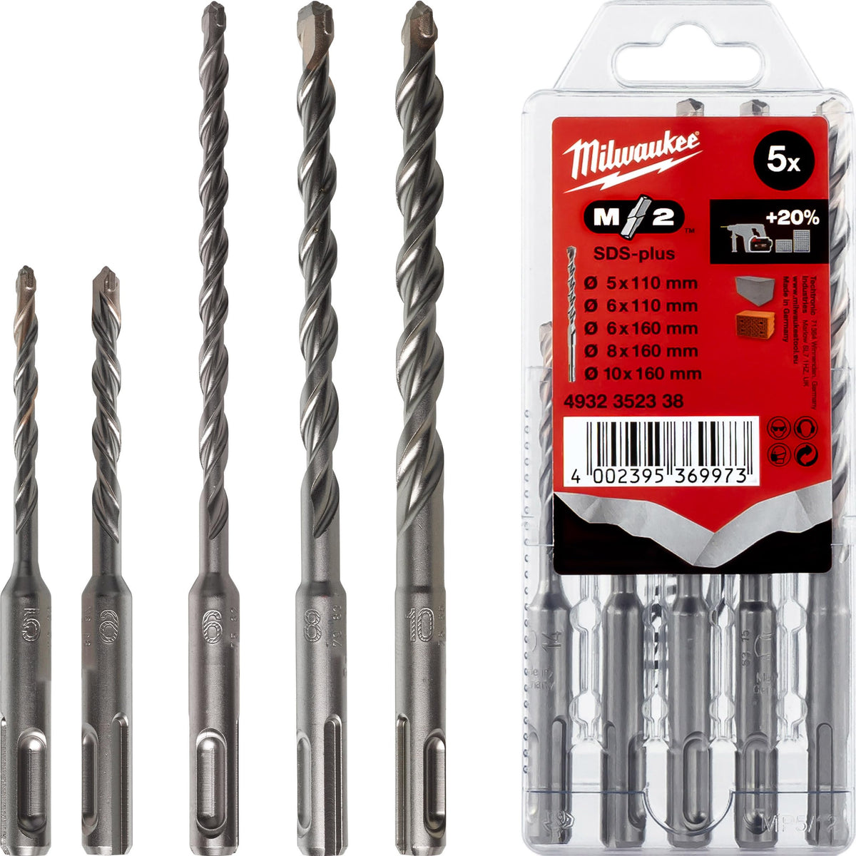 Milwaukee SDS-Plus perforatori, L= 110/160mm, Type 2, 5-daļu kasete