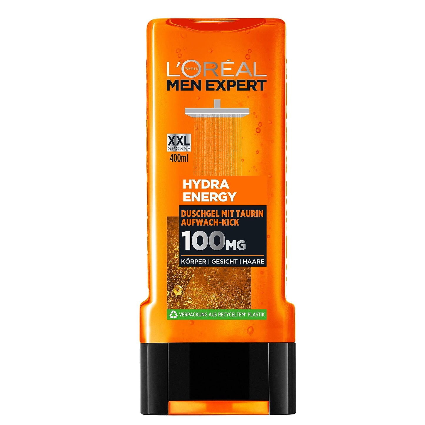Dušas želeja vīriešiem L'Oréal Paris Men Expert XXL Hydra Energy ar taurīnu, ķermenim, matiem un sejai, 1 x 400 ml
