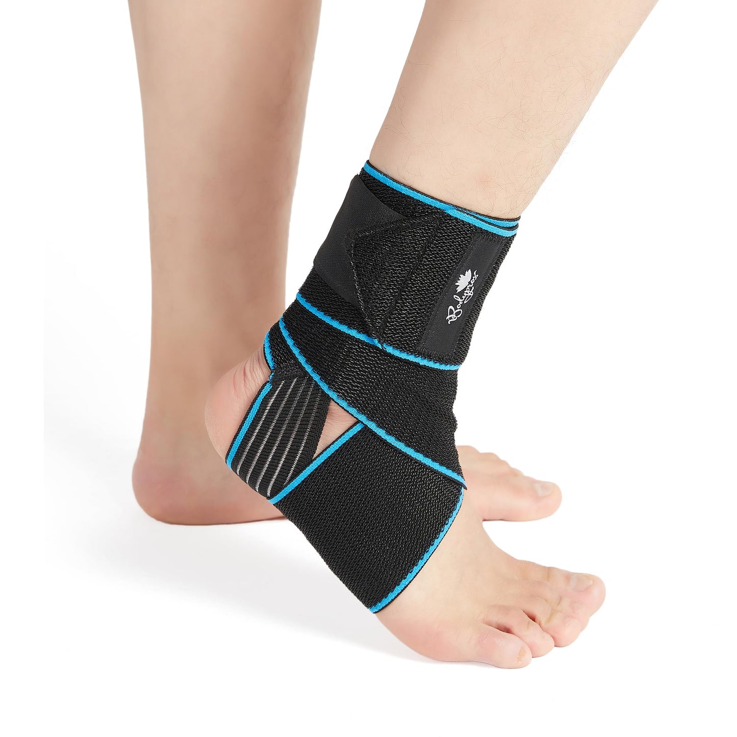 BODYPROX potītes atbalsta bandāža, regulējama kompresijas potītes ortoze sportam, universāls izmērs, 2 gab.