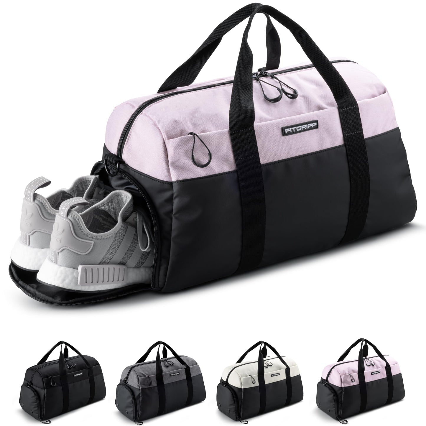 Sporta soma Fitgriff® V2 sievietēm un vīriešiem, ar apavu nodalījumu un mitro nodalījumu, sportam, fitnesam un ceļojumiem, Black/Pink, Small