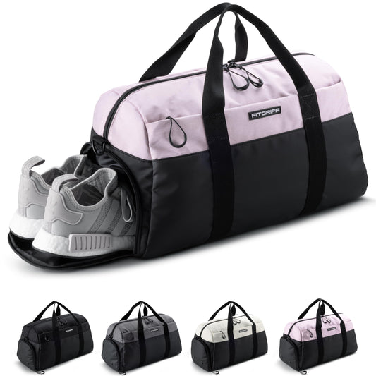 Sporta soma Fitgriff® V2 sievietēm un vīriešiem, ar apavu nodalījumu un mitro nodalījumu, sportam, fitnesam un ceļojumiem, Black/Pink, Small