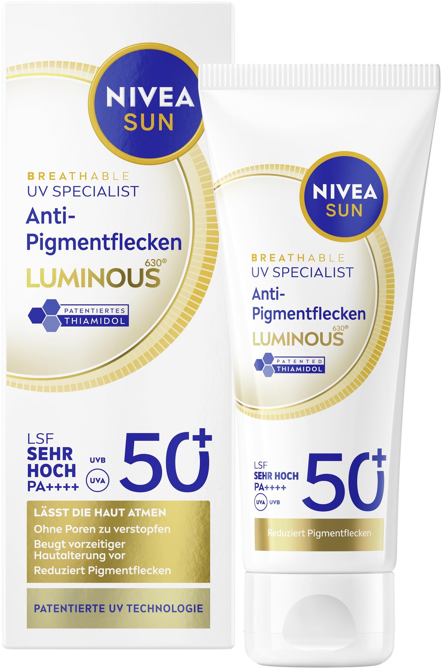 Saules aizsargkrēms sejai NIVEA SUN Anti-Pigmentflecken Luminous630 ar Thiamidol, SPF 50+, pret pigmentācijas plankumiem, 40 ml
