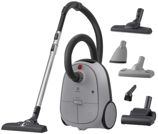 Electrolux 600 EB61A5UG - pelēks grīdas putekļsūcējs ar maisiņu, 3 birstes, dzīvnieku komplekts un 1 piederums