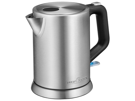 ProfiCook ūdens vārītājs 1L - Nerūsējošais tērauds, vienkāršs dizains, 2200 W, ūdens līmeņa indikators, bez BPA.
