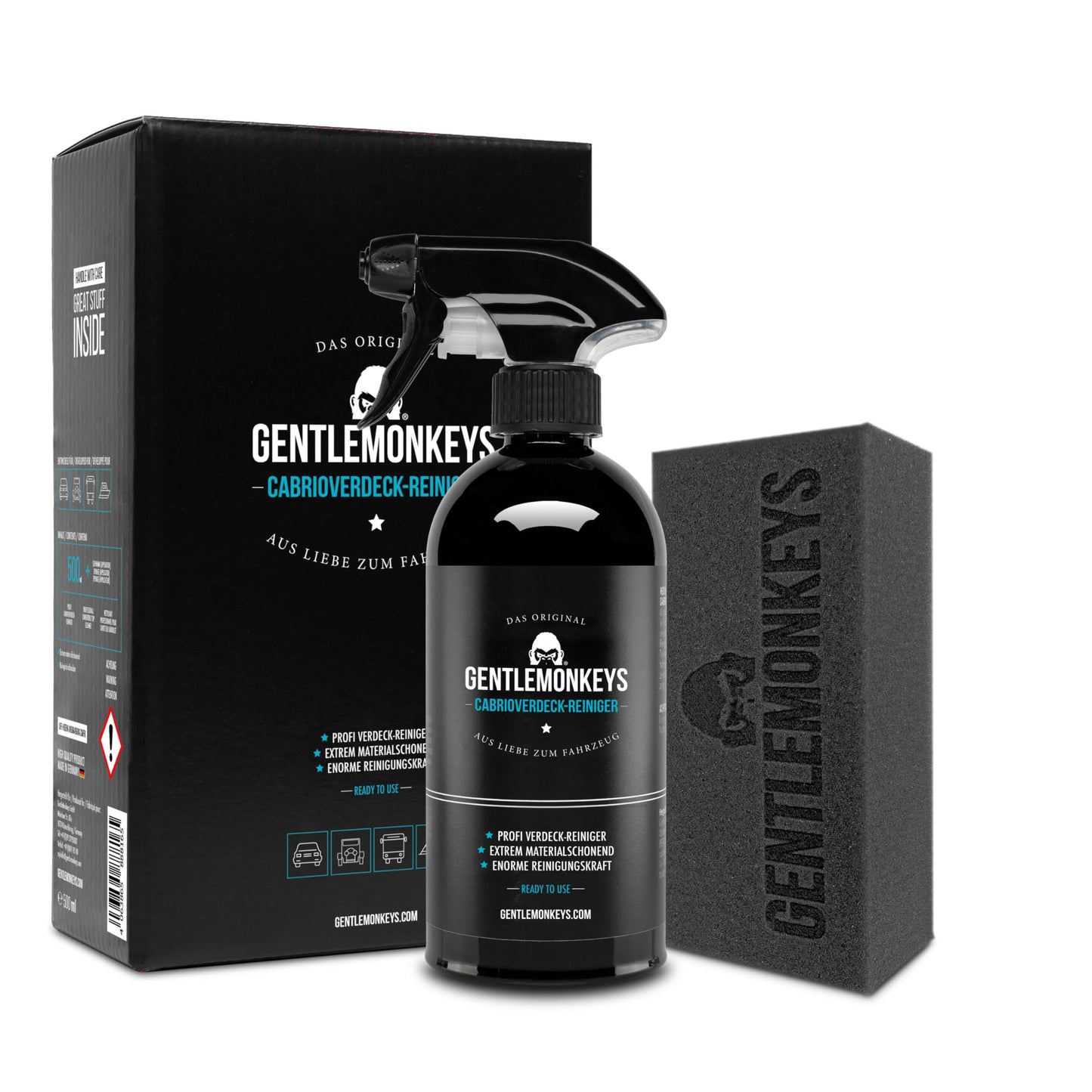 GENTLEMONKEYS kabrioleta jumta tīrīšanas komplekts (500ml) ar sūkli automašīnai