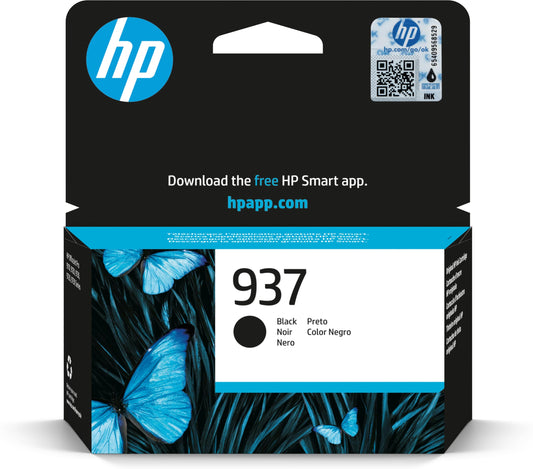 HP 937 Black Original Ink Cartridge - High-quality printing, vibrant colors, compatible with HP printers.