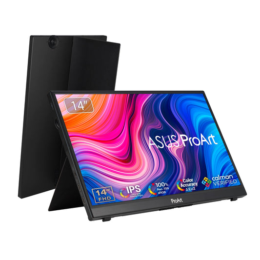 ASUS ProArt PA148CTV - 14" Full HD USB touch monitor, 100% sRGB, Calman, auto-rotation, IPS, anti-glare, C-type USB.