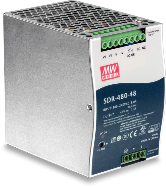 TRENDNET Ti-S48048 - AC to DC din rail power supply, 48V, compact design, efficient performance.
