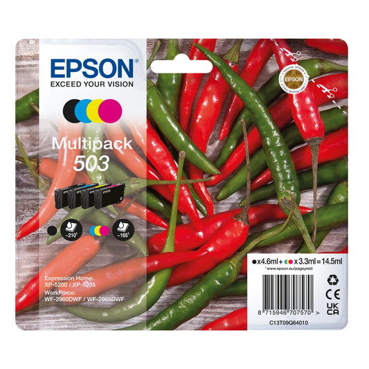Epson 503 tintes čili komplekts - 4 krāsas, saderīgs ar XP-5200, XP-5205, WF-2960DWF, WF-2965DWF, ReadyPrint Flex.