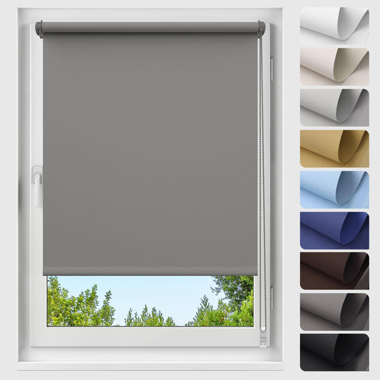 Tumšošanas žalūzijas Allesin bez urbšanas, tumši pelēka, B45 x H170 cm (auduma platums 45 cm), termo rullo žalūzijas, klipšu stiprinājums, loga žalūzijas, privātuma un saules aizsardzība, sānu ķēdes vadība