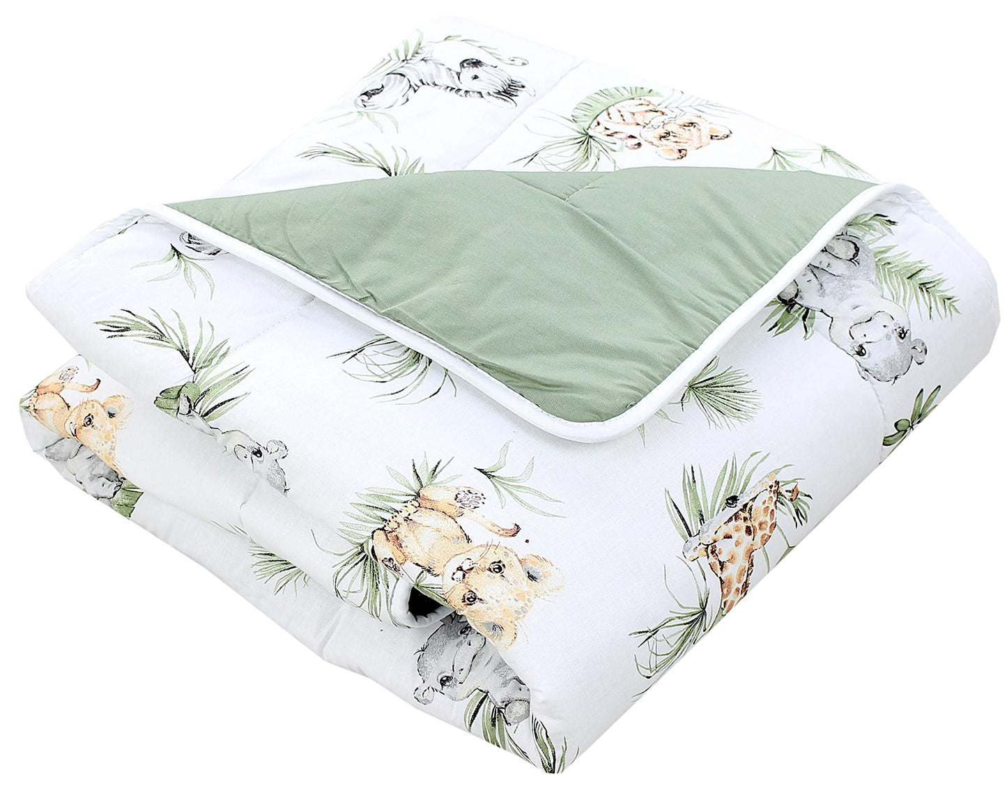 TupTam baby rāpošanas sega 120x120 cm - polsterēta, mīksta, kokvilna, krāsa: Safari/Lauva/Brūna/Lapas/Zaļa