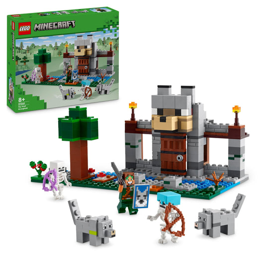 LEGO Minecraft Vilku cietoksnis - darbības spēļu komplekts ar skeletiem, cietoksni un celtniecības rotaļlietu 21261.