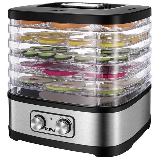 YASHE GGJ-261A žāvēšanas iekārta ar 5 augstuma regulējamiem paplāksnēm, temperatūras regulēšana no 35-70°C, 240 vatu žāvēšanas iekārta augļiem un dārzeņiem, BPA brīva