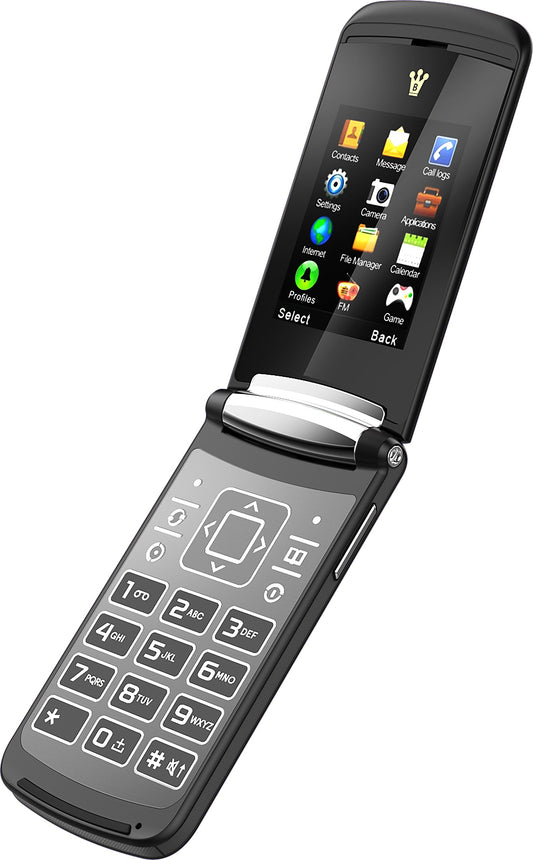 Binatone BLADE Flip Phone - Bluetooth, camera, USB, FM radio, retro design, unlocked dual SIM mobile phone.