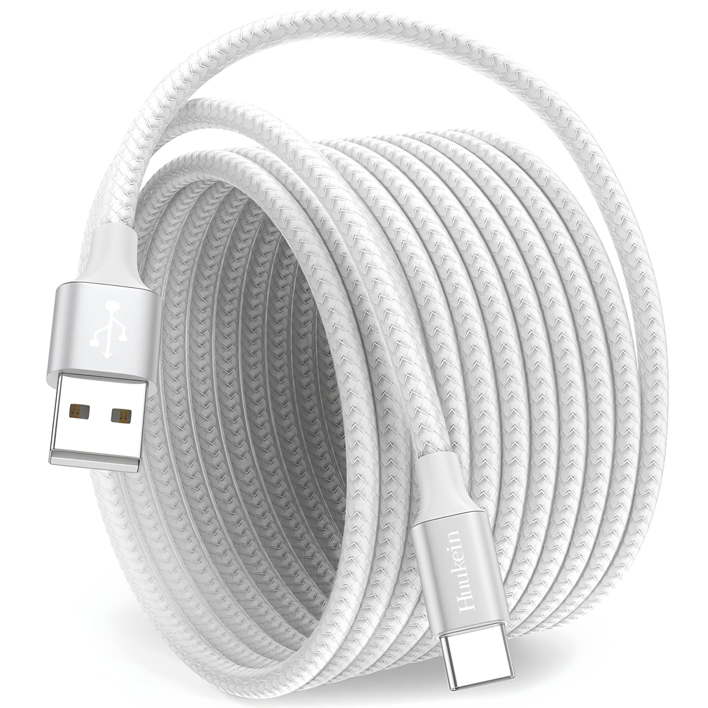 USB C kabelis 3m balts, Huukein, USB C uz USB A lādēšanas kabelis