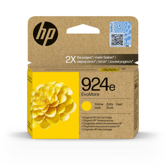 HP 924e EvoMore Yellow Original Printer Cartridge - High-quality, reliable printing, compatible with HP printers.
