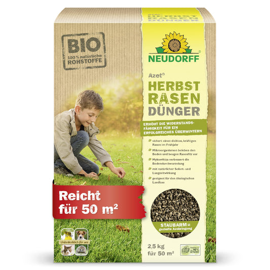 Rudens zāliena mēslojums Neudorff Azet 2,5 kg 50 m², organisks ar kāliju