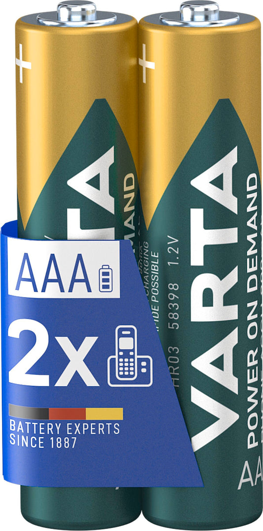 VARTA AAA uzlādējamās baterijas, 2 gab., Recharge Accu Phone, 800 mAh