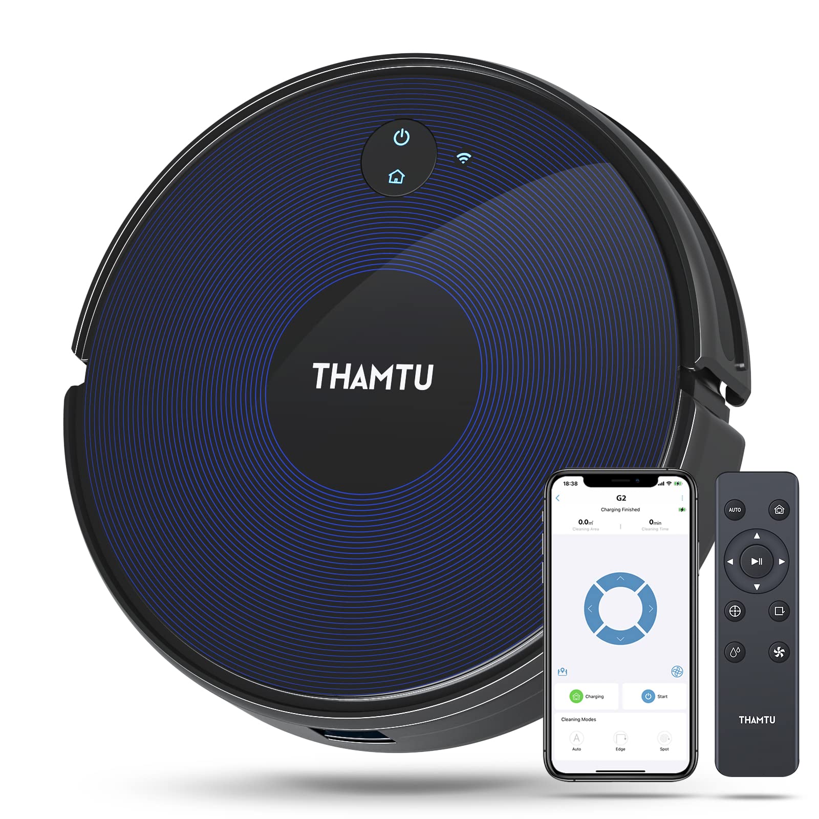 Thamtu G2 robotizētais putekļsūcējs - slaucīšanas funkcija, mati nesapinās, automātiska uzlāde, saderīgs ar Alexa un Google Assistant.