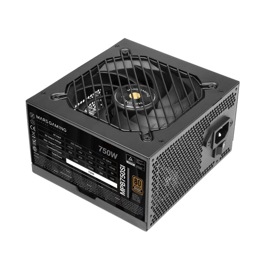 MARSGAMING MPB750SI - 750W PC-ATX power supply, 80Plus Bronze, 90% efficiency, silent fan, 7-year warranty, black.