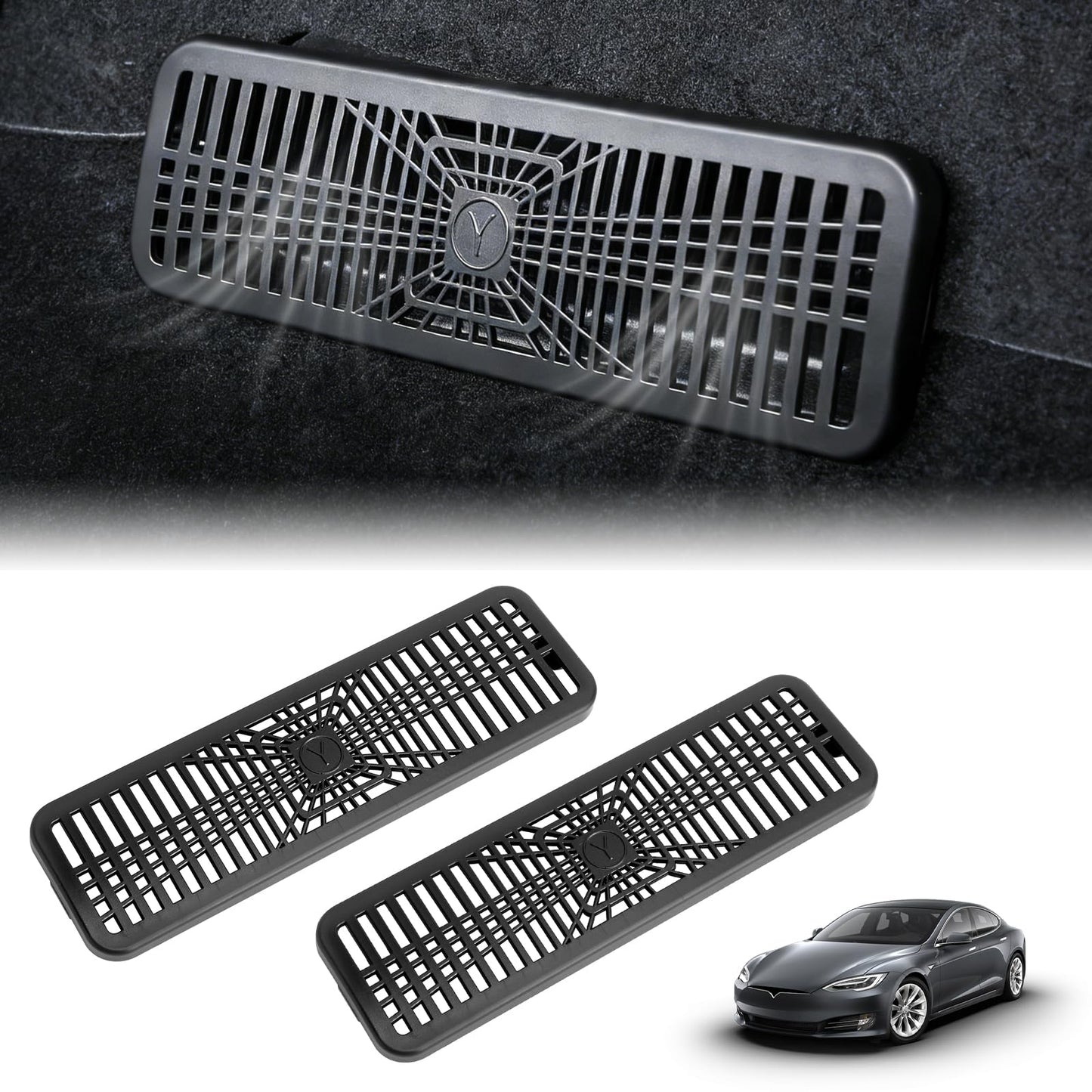 2 gab. Tesla Model Y Juniper 2025 2026 gaisa ventilācijas aizsargpārsegs, aizmugurējā sēdekļa klimata izplūdes vāks, Model Y aksesuārs