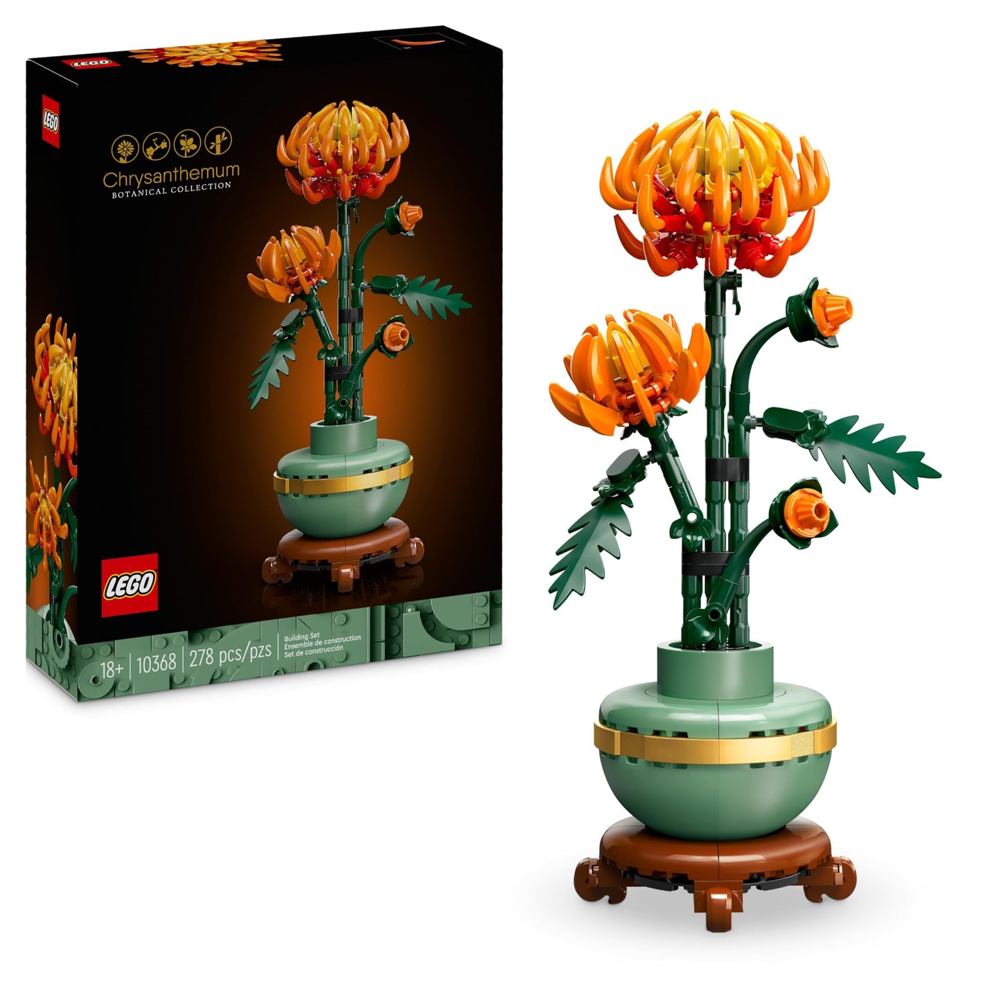 LEGO Botānika Hrizantēma - Radošs būvkomplekts pieaugušajiem, viegli kopjams ziedu dekors, ideāla dāvana Valentīndienā.