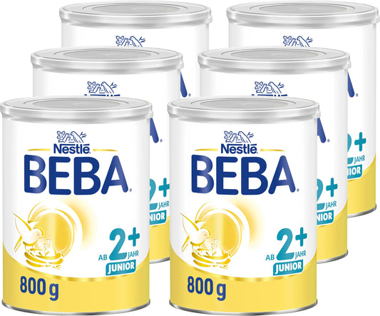 BEBA Junior 2+ piena dzēriens no 2 gadu vecuma, 6 iepakojumu komplekts (6x800g)