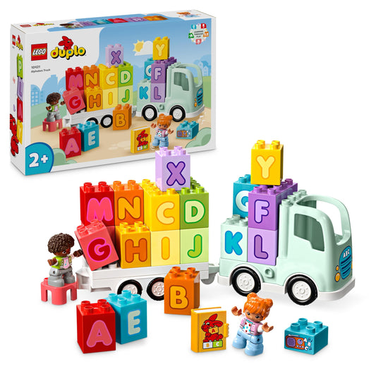 LEGO DUPLO Town ABC kravas automašīna - mācību rotaļlieta ar piekabi, burtu klucīšiem un figūrām, piemērota bērniem no 2 gadiem.