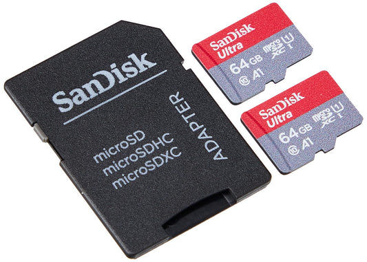 SanDisk Ultra 64GB microSDHC UHS-I karte, ar adapteri (2 iepakojumā)