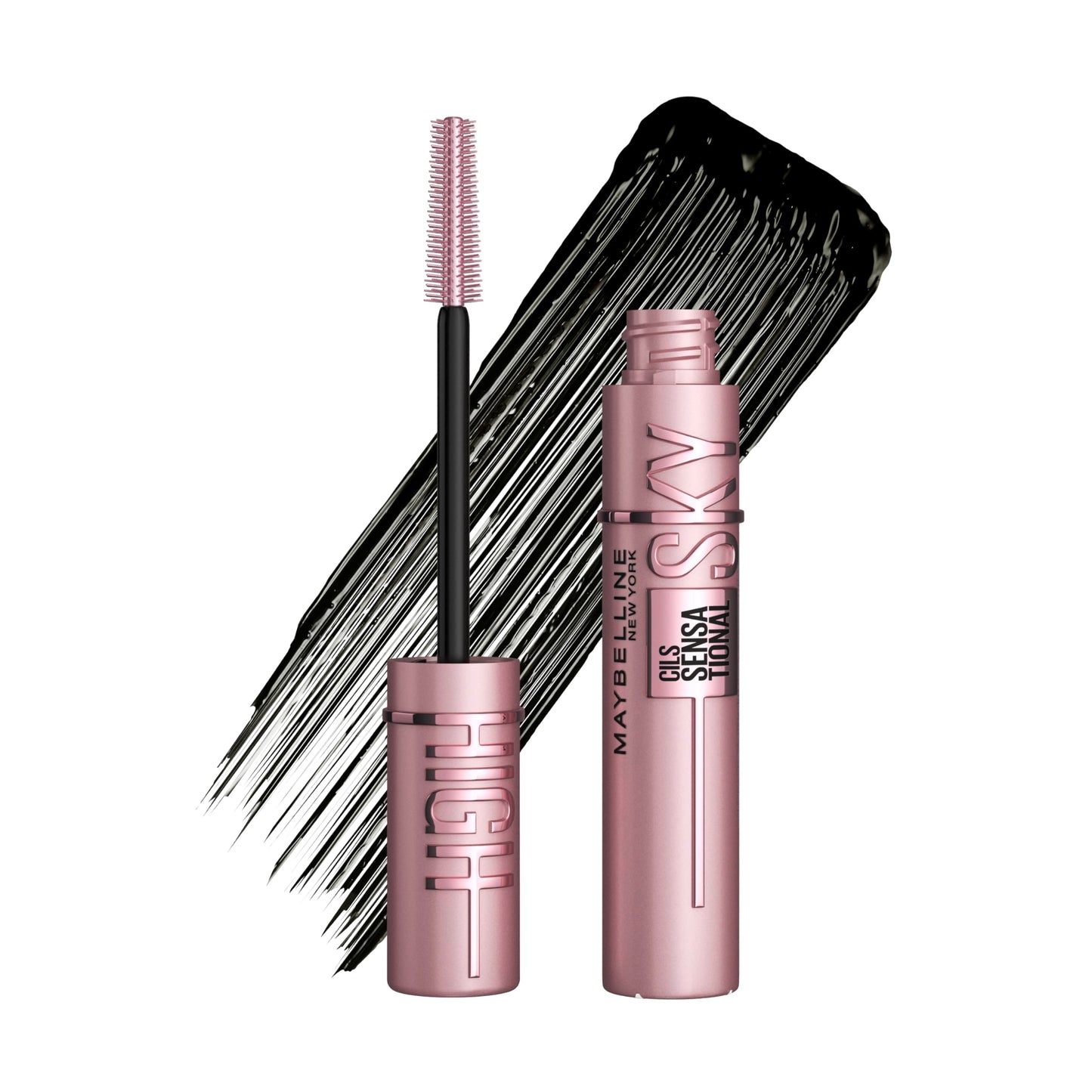Skropstu tuša Maybelline New York Sky High īpaši garām un apjomīgām skropstām, Tower Flex birstīte, bambusa ekstrakts, Very Black