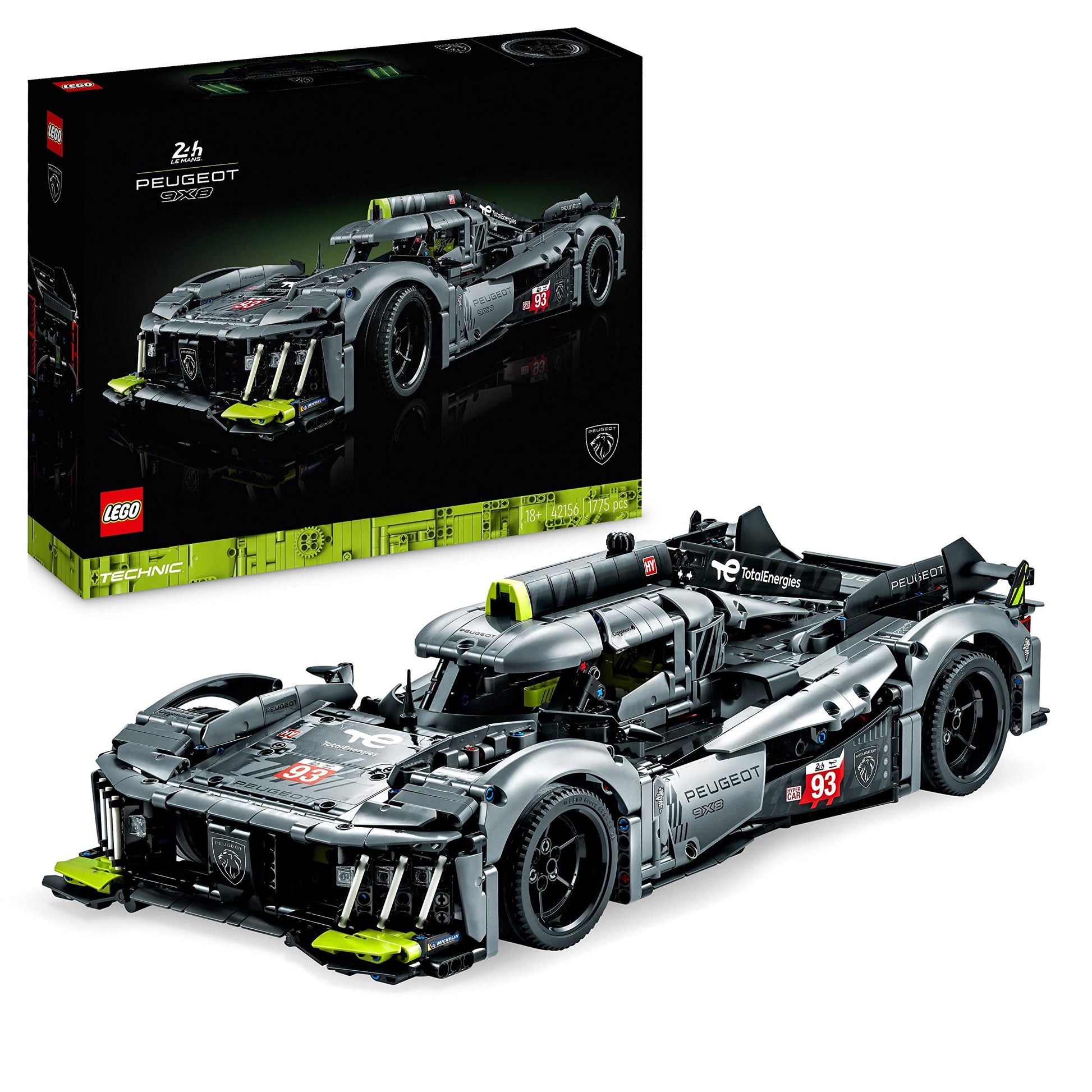 LEGO 42156 Technic Peugeot 9X8 - 1:10 scale hybrid hypercar model kit for adults, perfect for motorsport collectors.