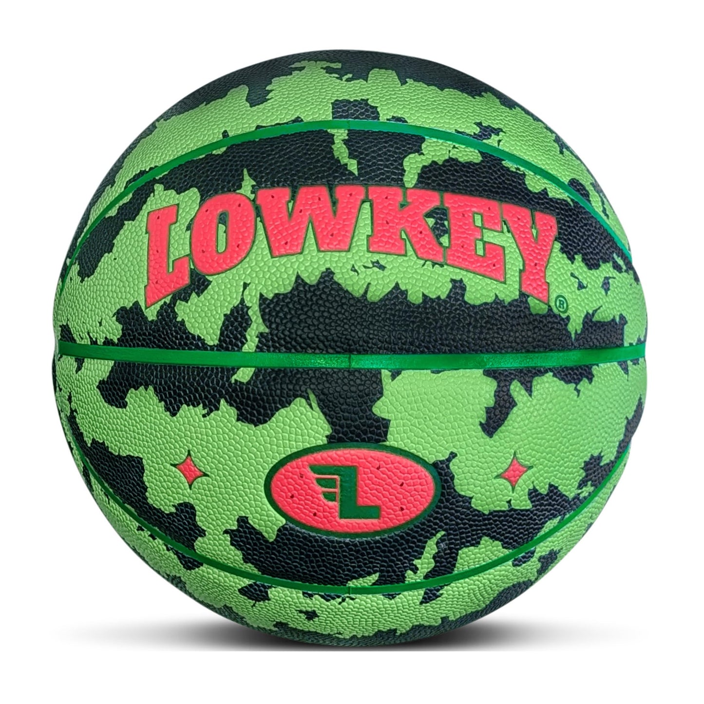 Basketbola bumba Lowkey Melon Basketball Grüße 7 iekštelpām un āram, melones dizains, neslīdošs pārklājums, lieliska saķere