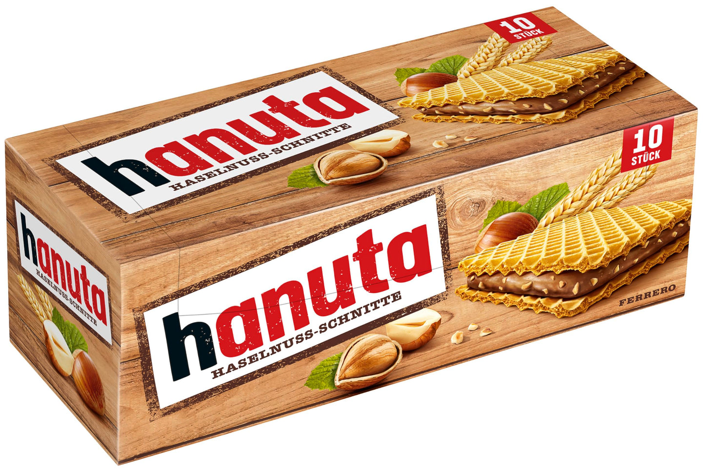 Šokolādes vafeles Hanuta ar lazdu riekstu krēmu, kraukšķīgas uzkodas, 1 lieliepakojums, 10 gab. (220 g)