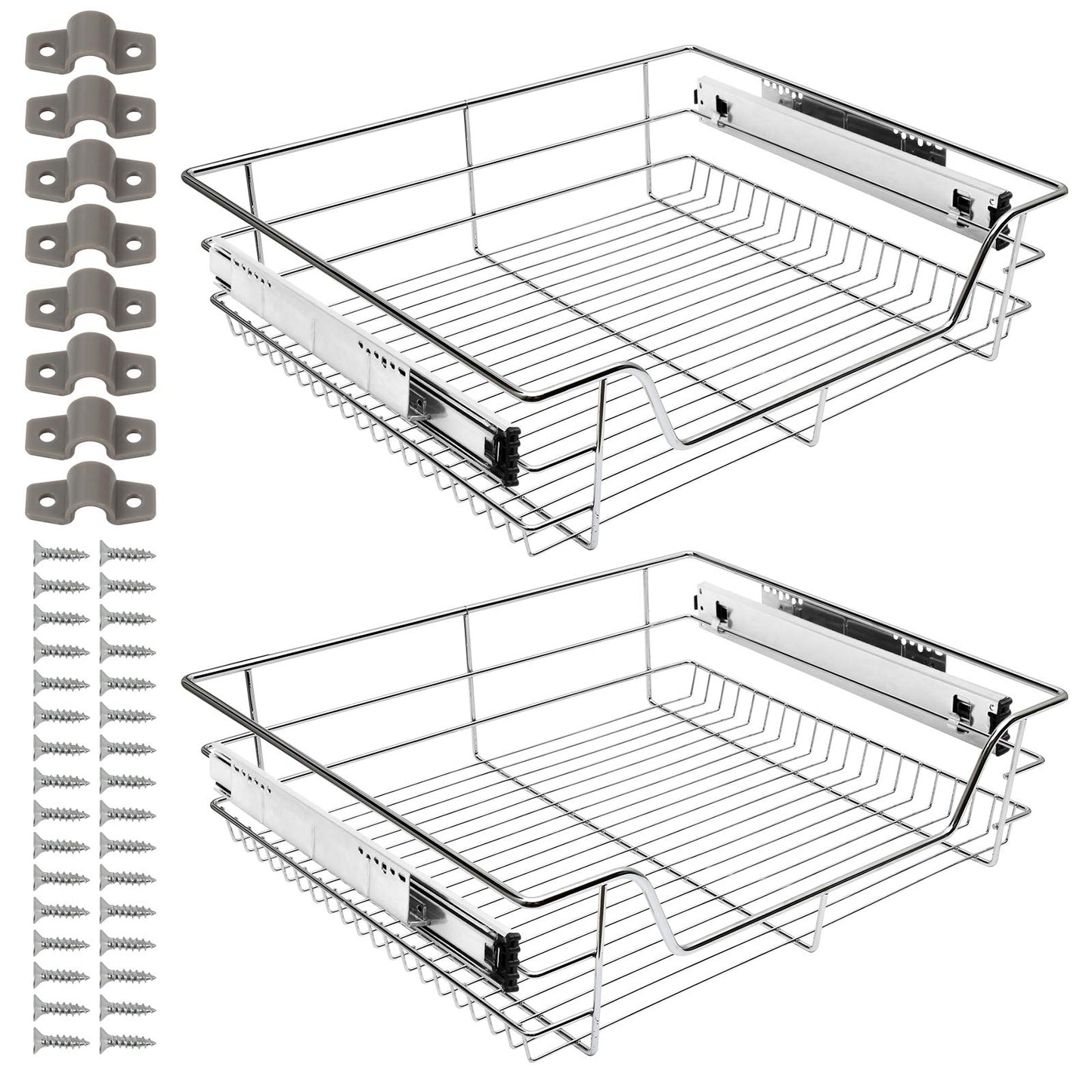 Izvelkama virtuves atvilktne Ikodm 2X60cm, skapja izvelkamais plaukts, metāla atvilktne virtuves skapim, papildus uzstādāma atvilktne izlietnes skapītim, izvelkama uzglabāšanas atvilktne
