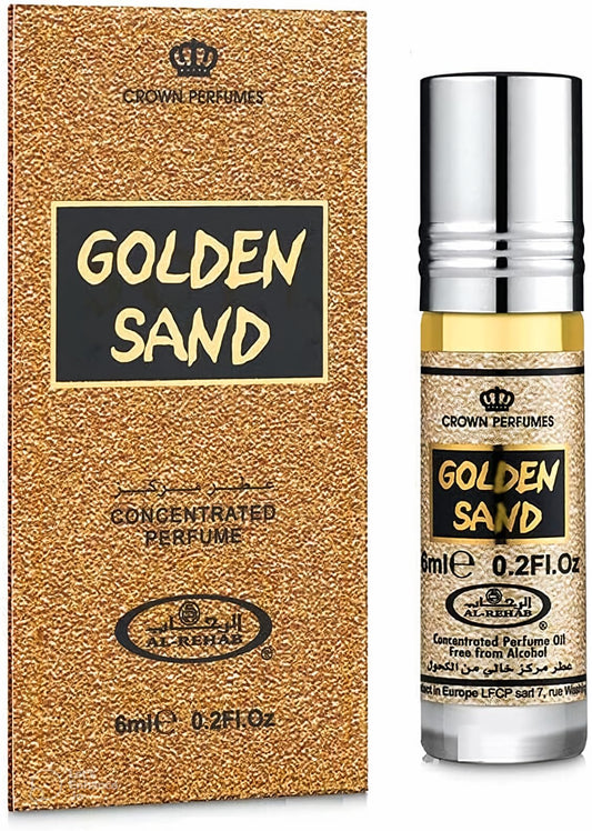 Unisex parfīmeļļa Golden Sand 6ml no Al Rehab, muskusa aromāts sievietēm un vīriešiem