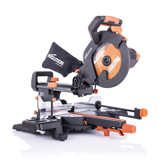 Evolution bīdāmā kapu un leņķzāģis R255SMS+ - 2000 W, 300 mm slīdošā funkcionalitāte, Ø 255 mm HM/TCT zāģa asmens
