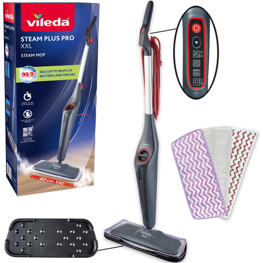 Tvaika tīrītājs Vileda Steam Plus Pro XXL, 4 tvaika pakāpes, pelēks/sarkans