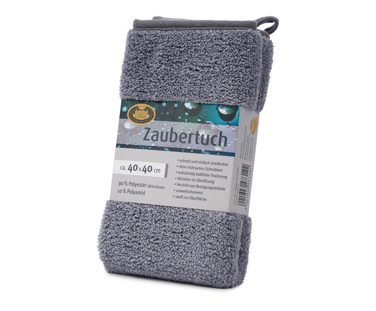 Mikrošķiedras tīrīšanas lupatiņa Gözze Zaubertuch, īpaši absorbējoša, 600 g/m², vannas istabai, virtuvei un automašīnai, 40 x 40 cm, antracīta krāsā
