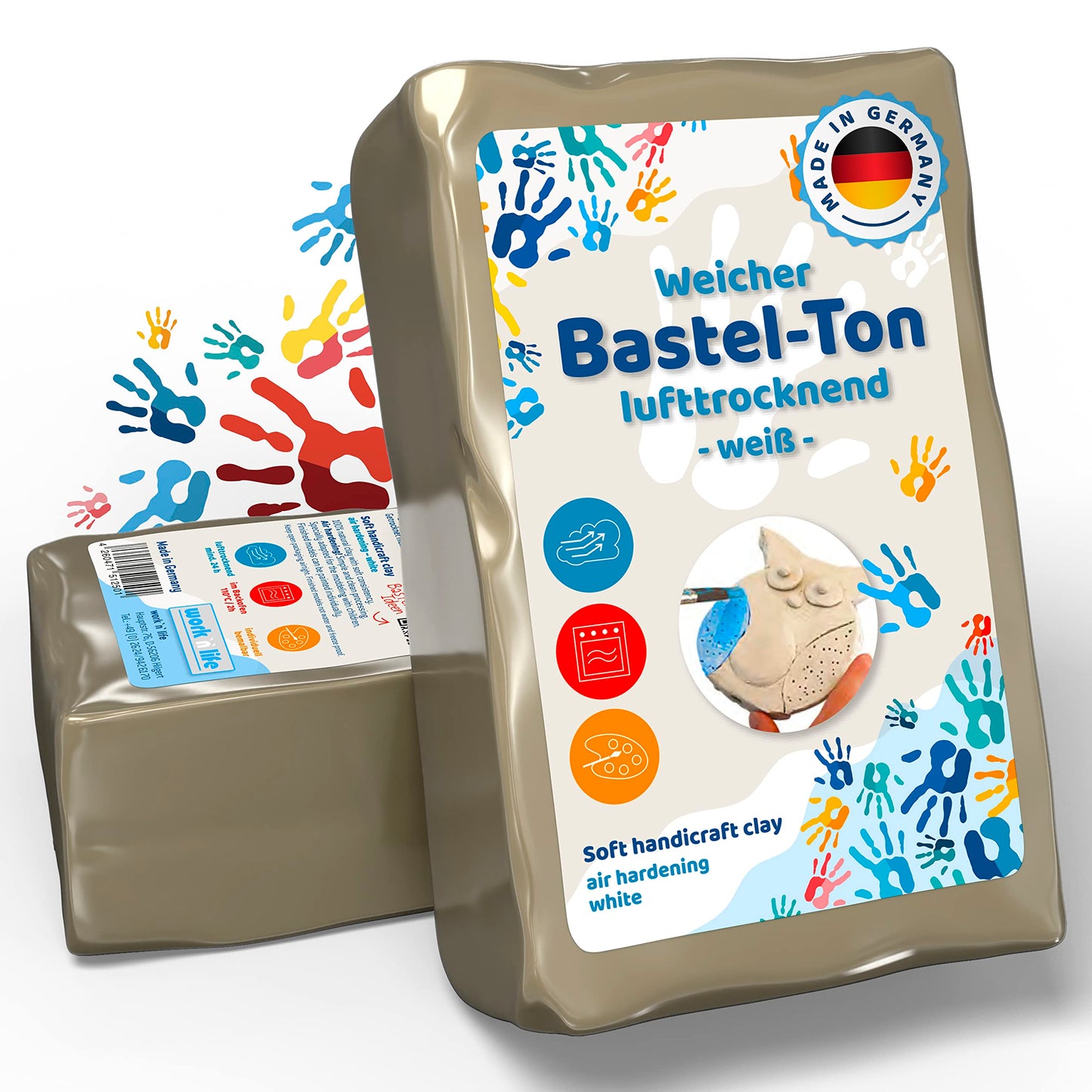 work'n'life pašcietējošs mālu basteltons 1kg, balts, gaisā cietējošs māls