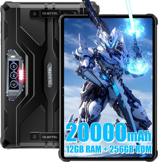 OBA Oukitel RT8 izturīgs planšetdators 11 collas FHD+, 20.000 mAh akumulators, Helio G99 procesors, 12 GB + 256 GB (TF 1 TB) izturīgs planšetdators, 48 MP + 32 MP kamera Android 13 planšetdators, IP68/IP69K ūdensizturīgs