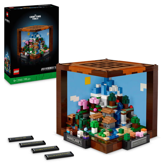 LEGO Minecraft Darba galds - komplekts ar 8 figūrām, Stīvs, Aleks, radības, biomas, 15 gadu jubilejai, dāvanu ideja.