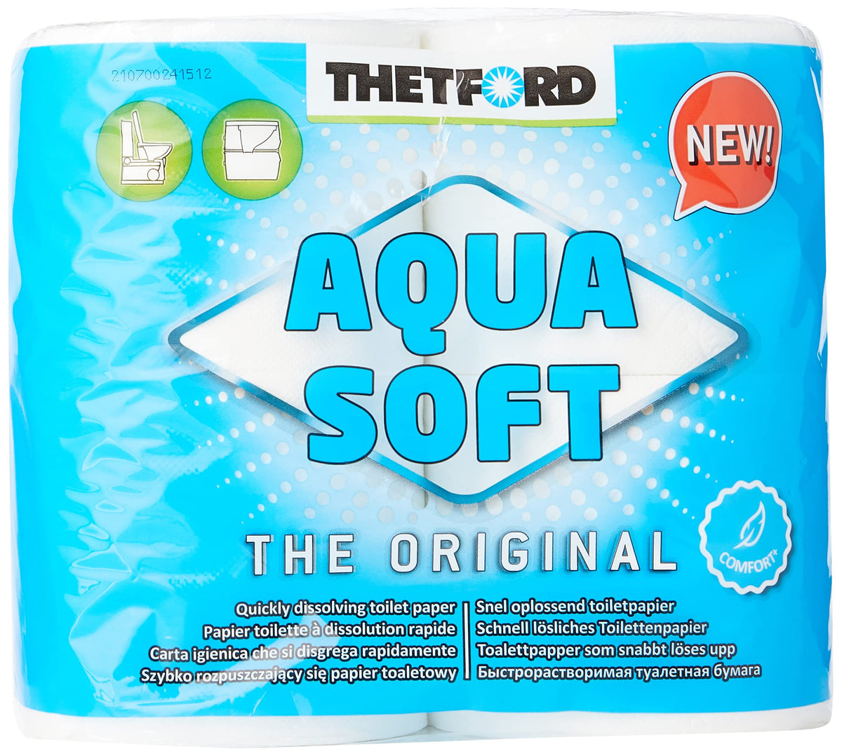Tualetes papīrs Thetford Aqua Soft mobilajām tualetēm, 4 ruļļi iepakojumā, kempingam un ceļošanai