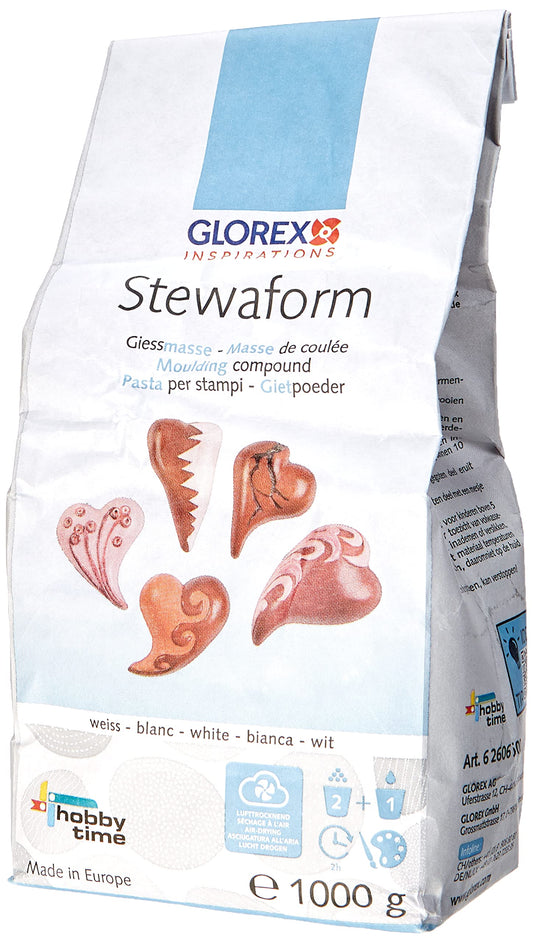 GLOREX Stewaform liešanas masa, balta, 1000 g, universāli lietojama, žūst gaisā, krāsojama