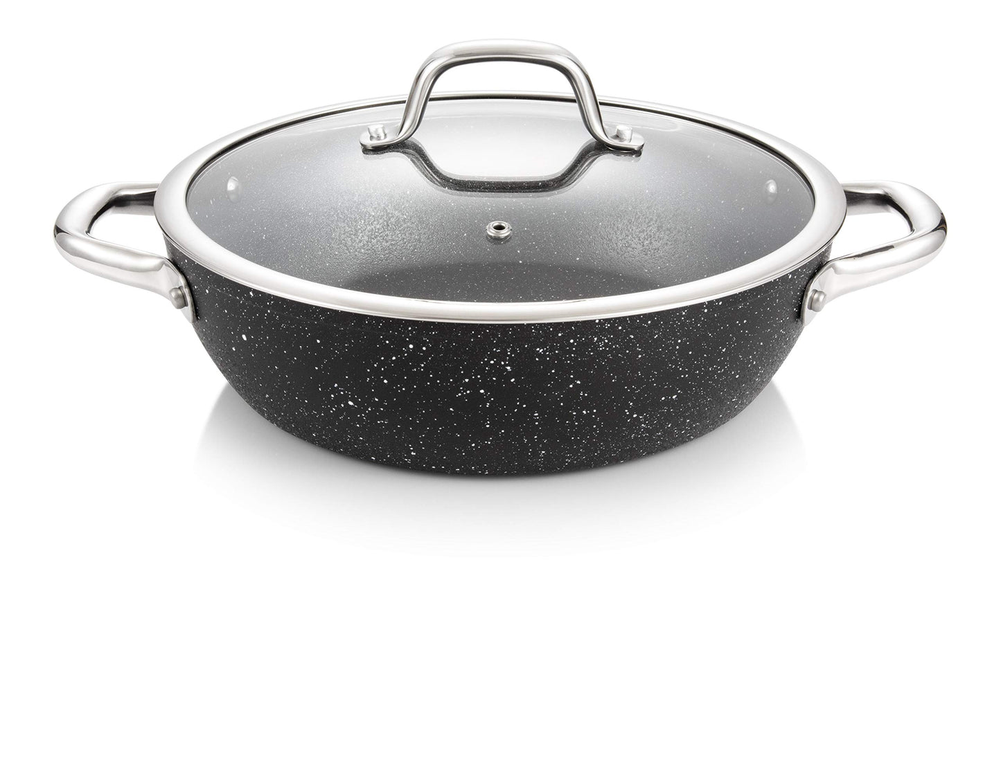 Tescoma President Stone cepamā panna ar vāku, 26 cm - Durable non-stick surface, heat-resistant lid, ideal for versatile cooking.