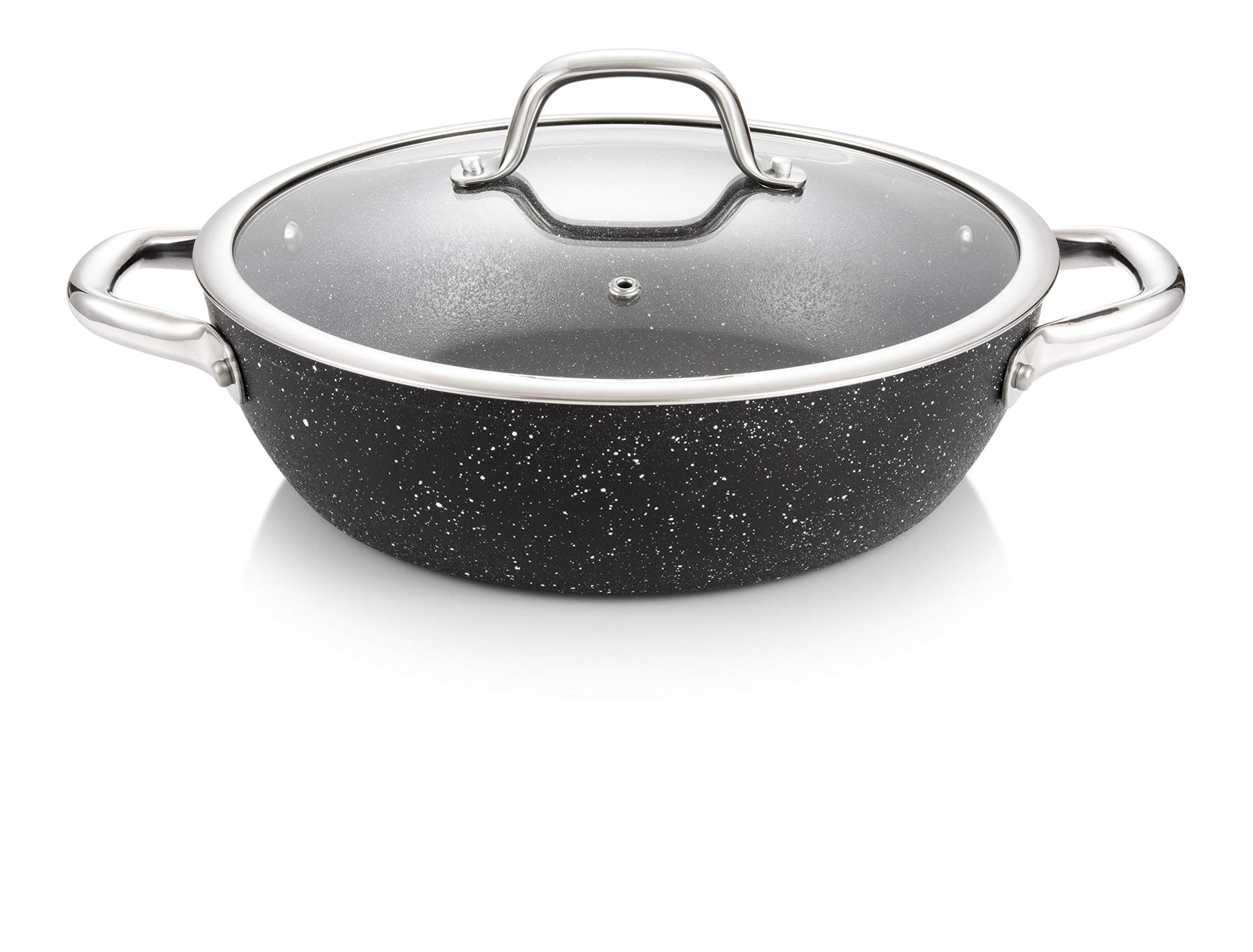 Tescoma President Stone cepamā panna ar vāku, 26 cm - Durable non-stick surface, heat-resistant lid, ideal for versatile cooking.