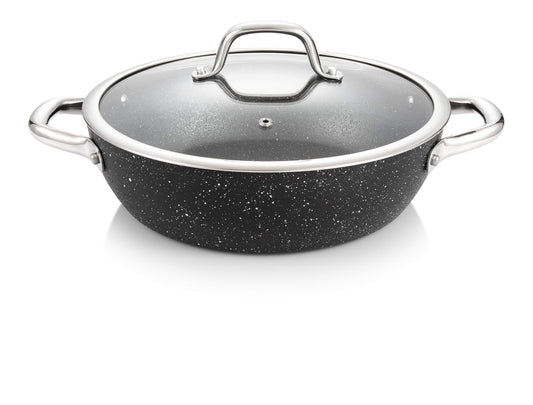 Tescoma President Stone cepamā panna ar vāku, 26 cm - Durable non-stick surface, heat-resistant lid, ideal for versatile cooking.